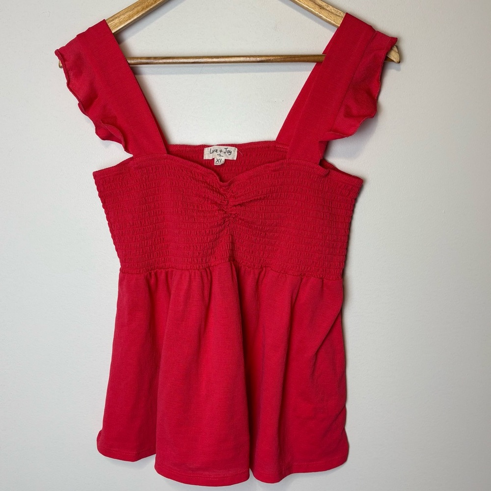 Love + Joy Red Summer Blouse Tank Top Flowy